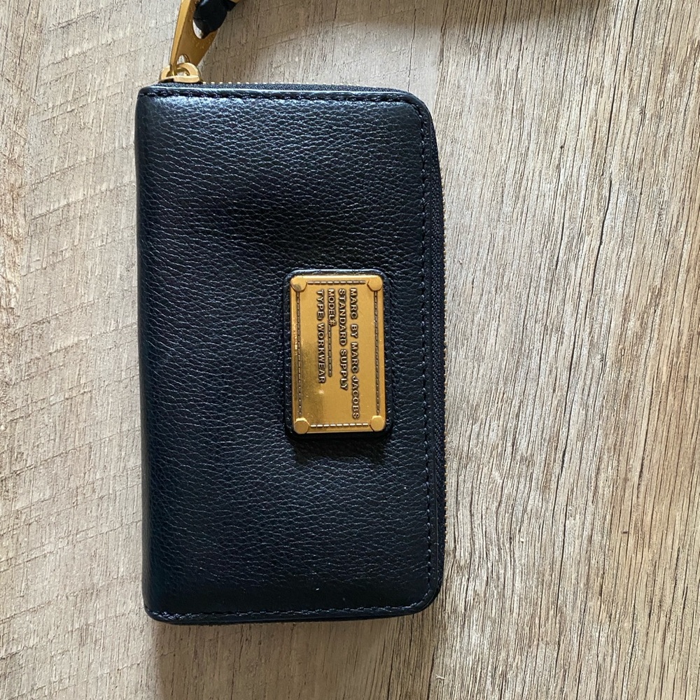 Marc By Marc Jacobs Black Wristlet with Gold Accents